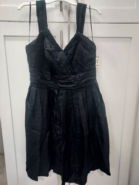 Alfani Black Pleated V-Neck Midi Dress